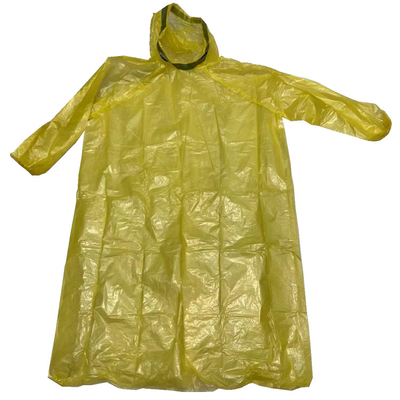 New arrival yellow,green colors polyethylene raincoat adjustable neck belt with elastic cuffs