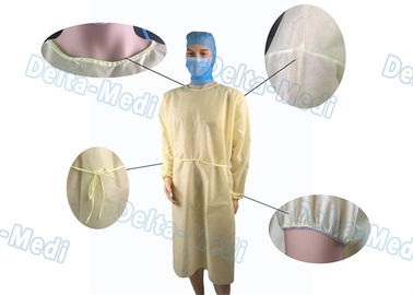 PP Material Yellow Disposable Laboratory Gowns Comfortable 2 Waist Belts Tie On