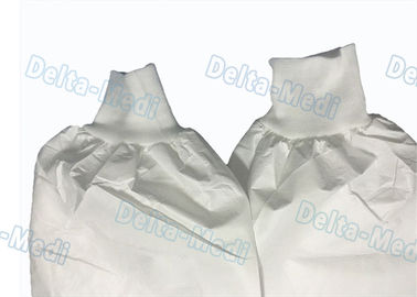 Waterproof Breathable Disposable Protective Coveralls Cotton Knitted / Elastic Cuff White Color