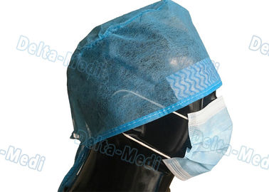 Blue Disposable Surgeon Caps , PP / SMS Disposable Surgical Hats With Sweatband