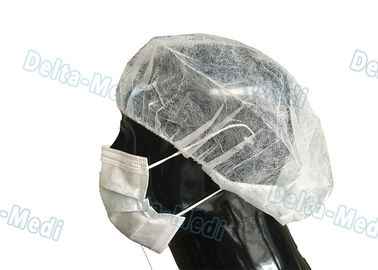 White Disposable Bouffant Surgical Caps Round / Flat Elastic High Air Permeability