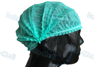 Green Single Elastic Disposable Mob Cap , Doctor Bouffant Disposable Hair Cover