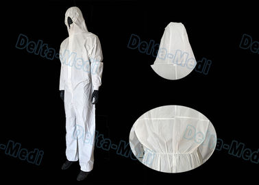 White Microporous Disposable Protective Coveralls Anti Dust With Hood