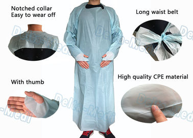 Protective Medical Plastic Products Waterproof CPE Gown With Sleeves
