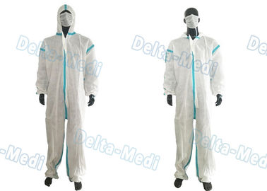 PP White Disposable Protective Coveralls  Overalls Disposable Protective Clothing With Green Stripe