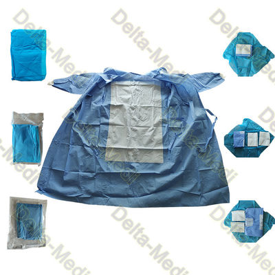510k En13795 Disposable Reinforced Surgical Gown Velcro On The Neck