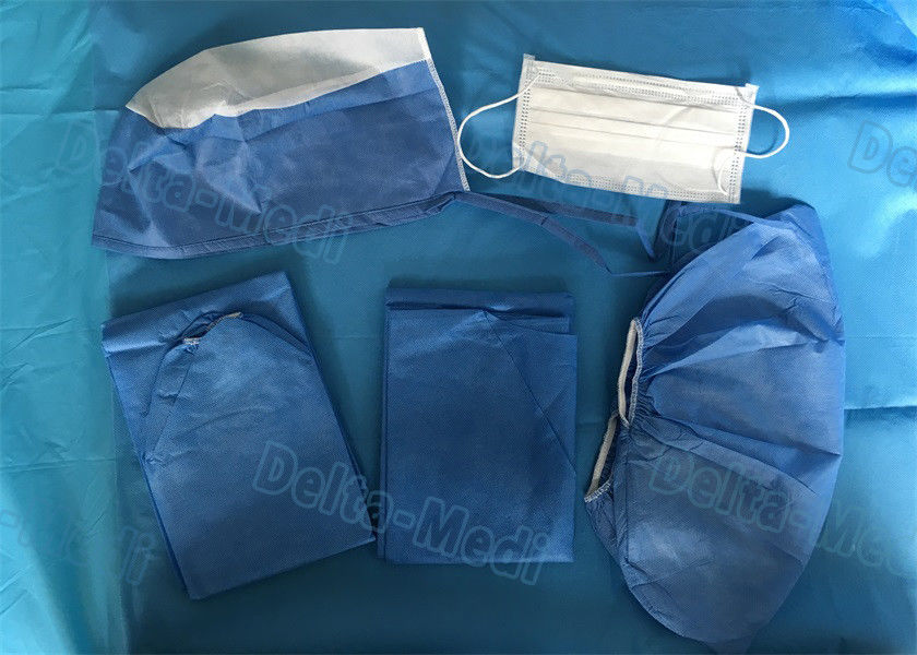 Dark Blue Disposable Protective Apparel , Disposable Scrub Suits With Shirt / Pants