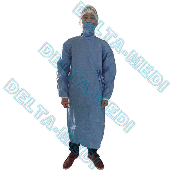 Impervious Sterile SMS SMMS SSMMS Disposable Surgical Gown Integrated Mask