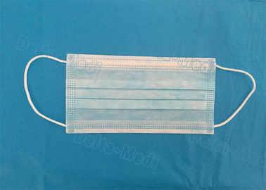 3 Ply Non Woven Earloop Disposable Face Mask Blue Color For Doctor / Patient