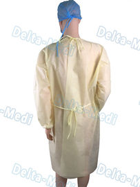 PP Material Yellow Disposable Laboratory Gowns Comfortable 2 Waist Belts Tie On