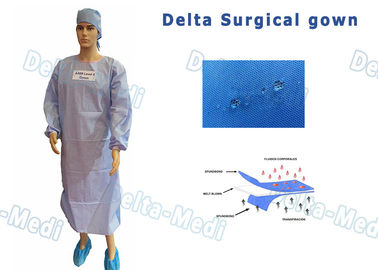 AAMI Level 4 Disposable Doctor Gowns , Disposable Theatre Gowns With 4 Waist Belts