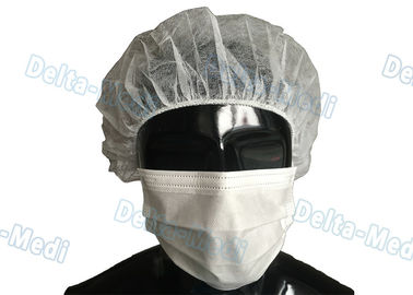White Disposable Bouffant Surgical Caps Round / Flat Elastic High Air Permeability