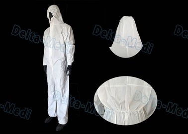 White SF Disposable Hooded Coveralls , Anti Water Disposable Safety Coveralls