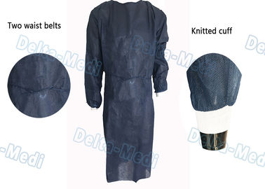 Dark Blue Non Woven Disposable Isolation Gowns Long Sleeve For Medical Surgical Procedures