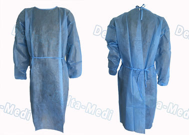 Long Sleeve Disposable Protective Gowns , Comfortable Dustproof Medical Patient Isolation Gowns