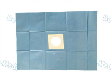 Blue Surgery Sterile Disposable Drapes With Circle Hole / Adhesive Tape