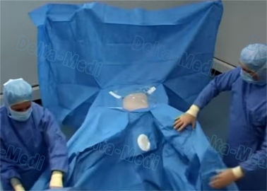 Surgical Laparoscopy Drape , Sterile Disposable Patient Drapes With ETO Blue Color