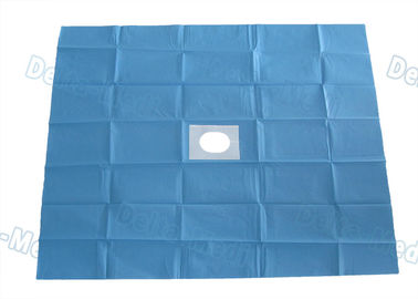 Sterile Blue SMS Disposable Surgical Drapes Utility Drape With Slotted Hole / Adhesive Tape