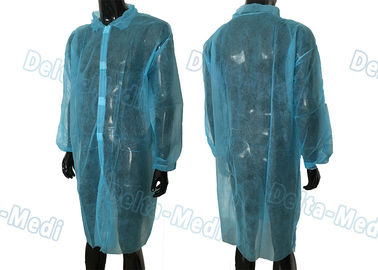 Blue Disposable Isolation Gowns Non Toxic Blood Resistance With 5 Velcro In Front