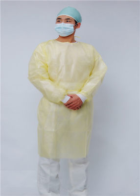 Waterproof Yellow 25 Pack 115CM Disposable Isolation Gowns