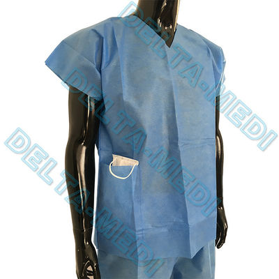 Dustproof Breathable V Neck Disposable Scrub Suit Warm Up With Pockets