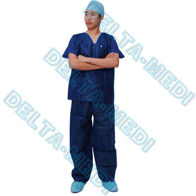 Dustproof Breathable V Neck Disposable Scrub Suit Warm Up With Pockets