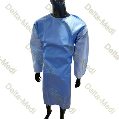 PP SMS Tie On Neck Elastic Cuff Sterile Reinforced Surgical Gown At Sleeves