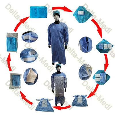 Reinforced Sterile Disposable Surgical Gown Hospital SMS Patient Surgical Gown