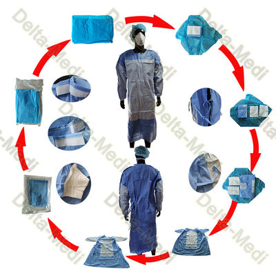 Reinforced Sterile Disposable Surgical Gown Hospital SMS Patient Surgical Gown