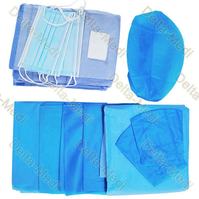 Sterile Surgical Gown Set With Surgical Gown Gauze Surgical Drape Mask Cap Wrap