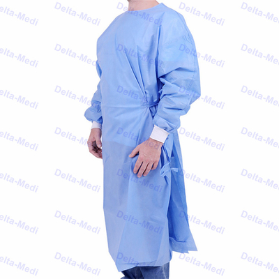 Anti Virus Visitor Disposable Surgical Gown Waterproof Hospital Suit Knit Cuff