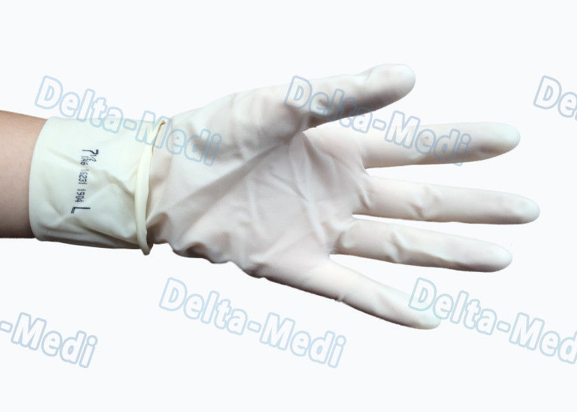 Sterile Latex Disposable Surgical Gloves Powder Free White Color For Hospital