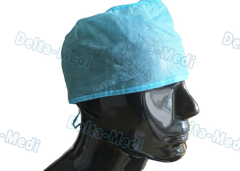 Ties On Back Blue PP Disposable Surgical Caps Dust Proof With Stitching Thread