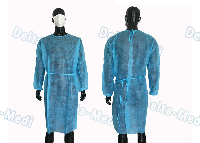 Blue PP Long Sleeve Hospital Disposable Isolation Gowns Anti Dust For Lab / Industry