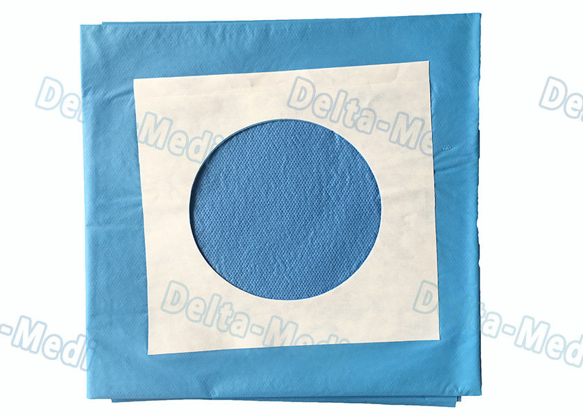 Blue Surgery Sterile Disposable Drapes With Circle Hole / Adhesive Tape