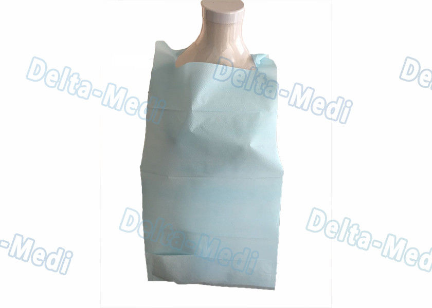 Light Blue Waterproof Disposable Patient Bibs , Adults Custom Disposable Bibs With Pocket