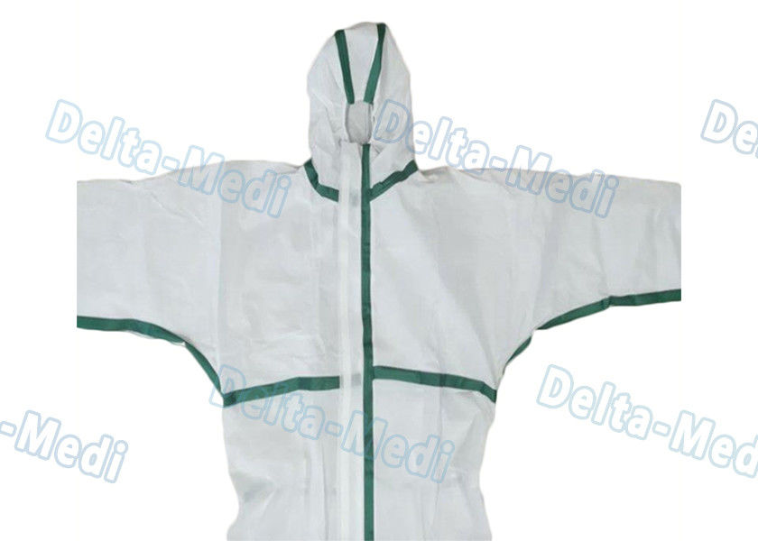 45GSM Disposable Work Coveralls , Elastic Cuffs Chemical Resistant Disposable Coveralls