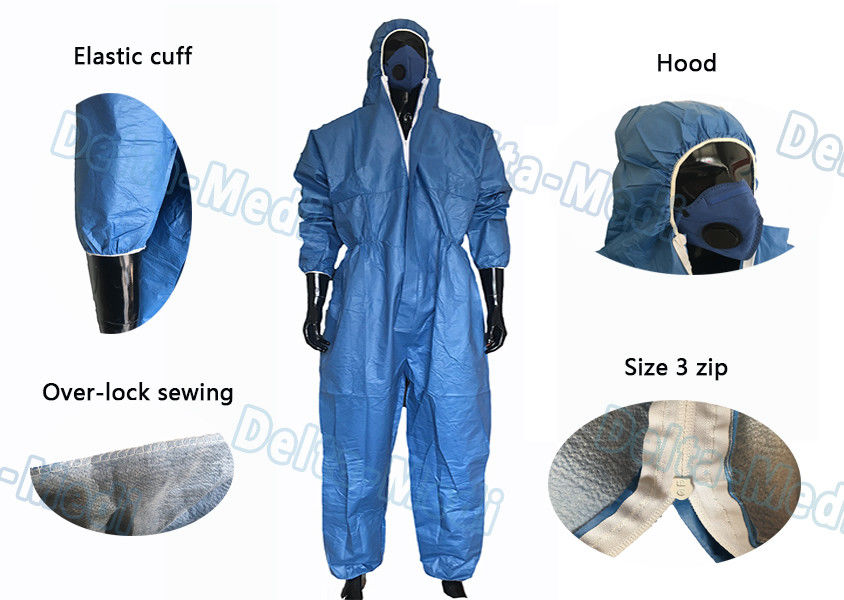 Non Woven Disposable Protective Coveralls Elastic Wrists And Ankles