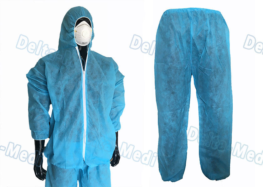 Waterproof Split Type Disposable Protective Coveralls Suit PP / SMS With Zip
