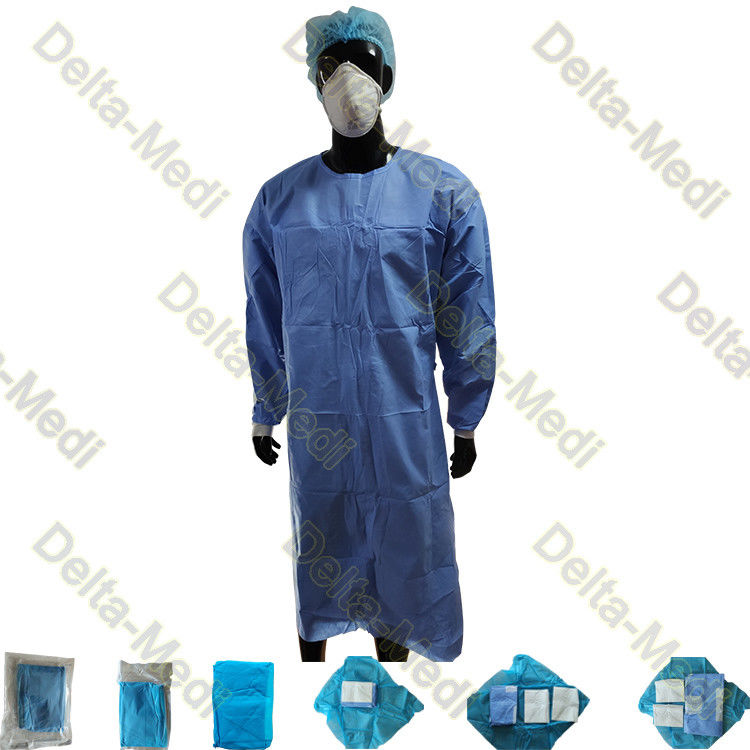 SMS SMMS SMMMS Disposable Surgical Gown With 4 Waist Belts