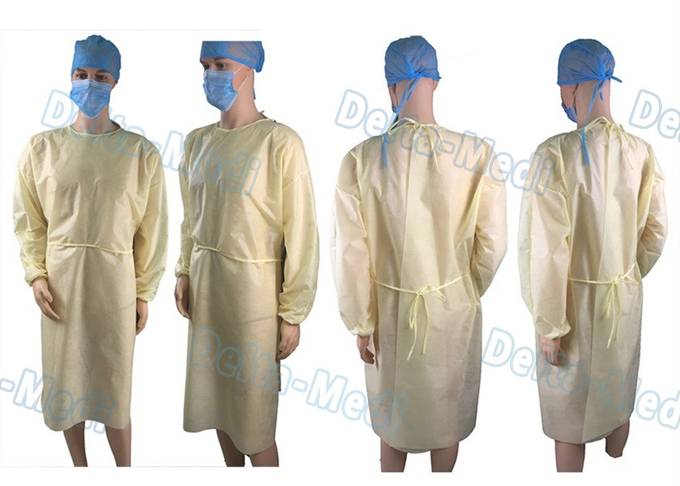 PP Light Yellow Disposable Isolation Gowns Protective Surgery Clothing 0