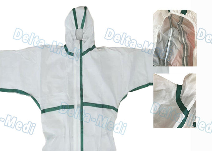 Safe Disposable Coverall Suit , SMS Disposable Blue Coveralls With Hood / Boots Integral 1